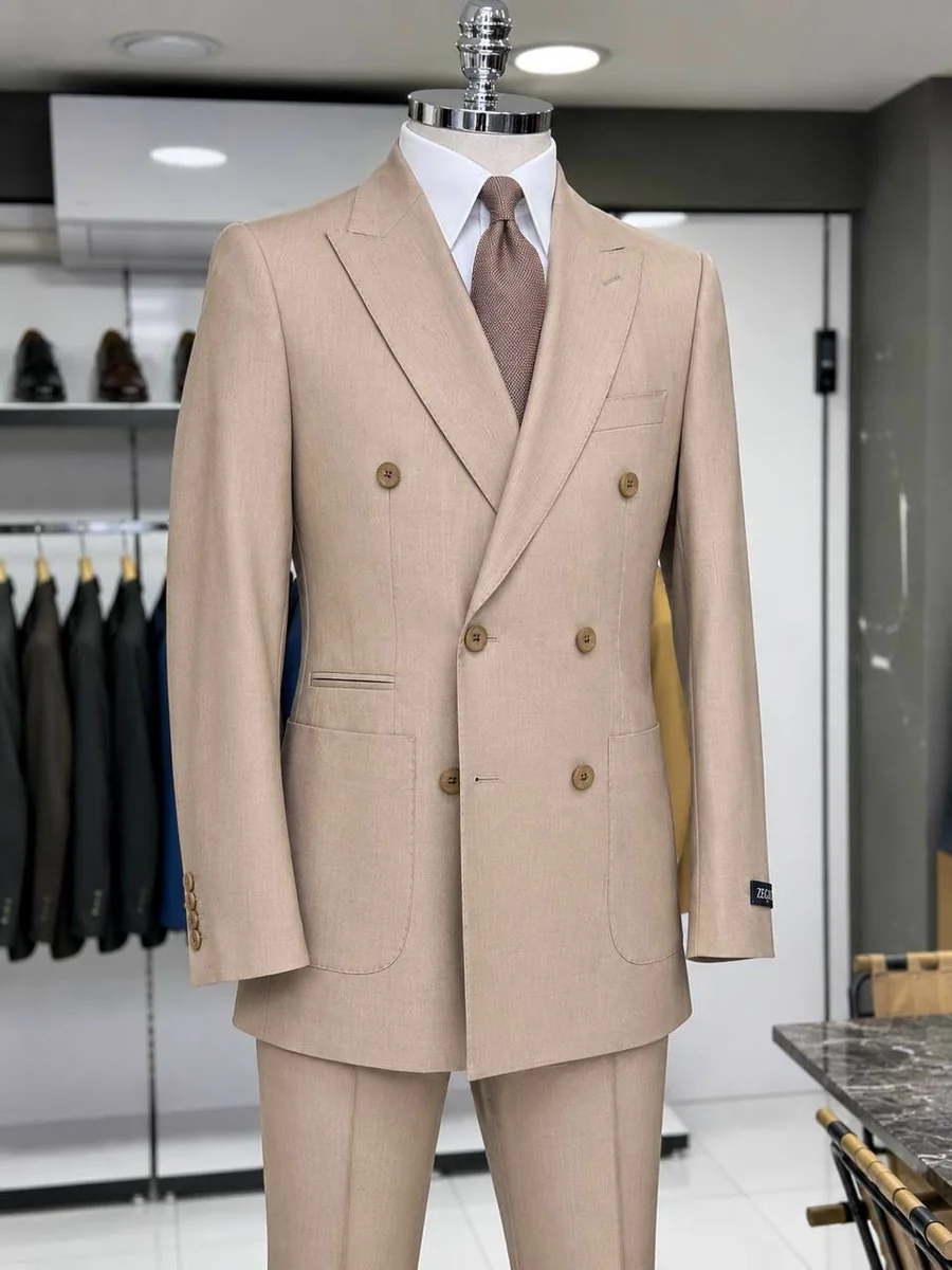 Stone Plain Double-Breasted suit — Glory Room Boutique Pretoria