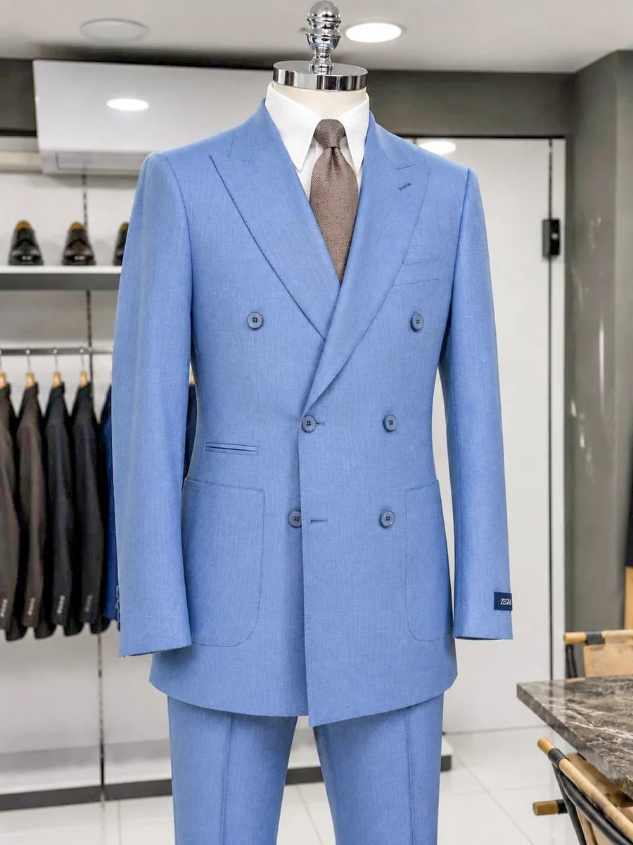 Cornflower Blue Double-Breasted suit — Glory Room Boutique Pretoria