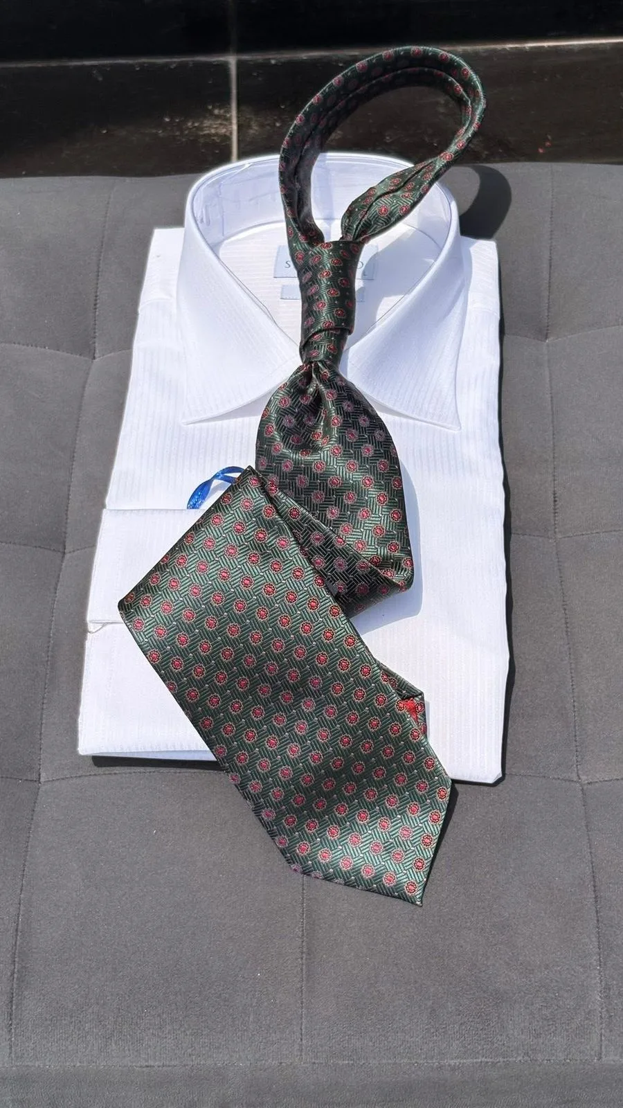 Forest Green Red Spot tie — Glory Room Boutique Pretoria