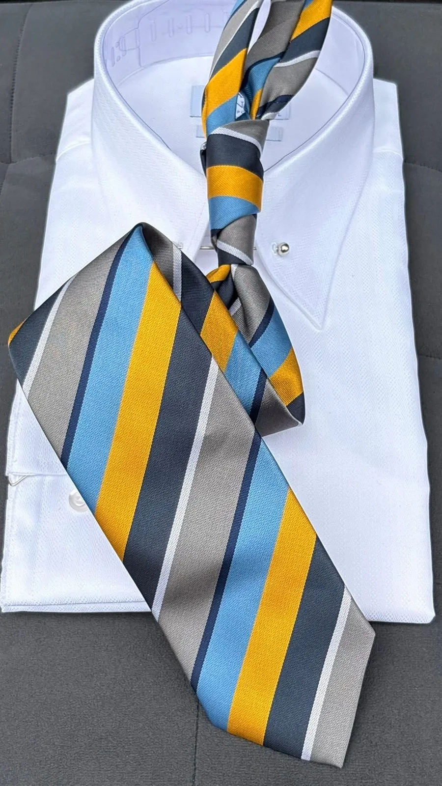Gold & Teal Wide Stripe tie — Glory Room Boutique Pretoria